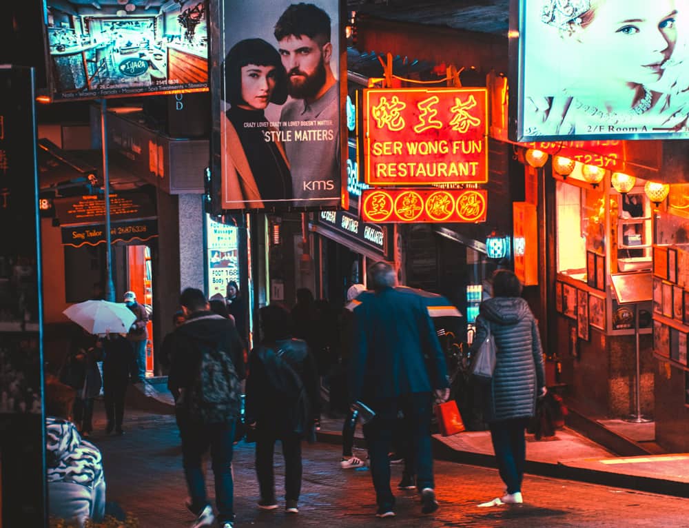 Restaurant banners along a street in Asia | The Culture Test